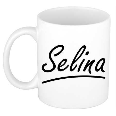 Name mug Selina with elegant letters 300 ml
