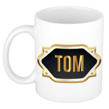 Name mug Tom with golden emblem 300 ml