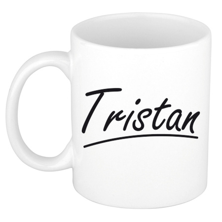 Naam cadeau mok / beker Tristan met sierlijke letters 300 ml