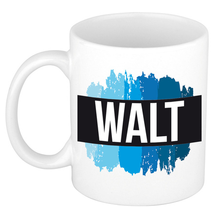 Name mug Walt with blue paint marks  300 ml
