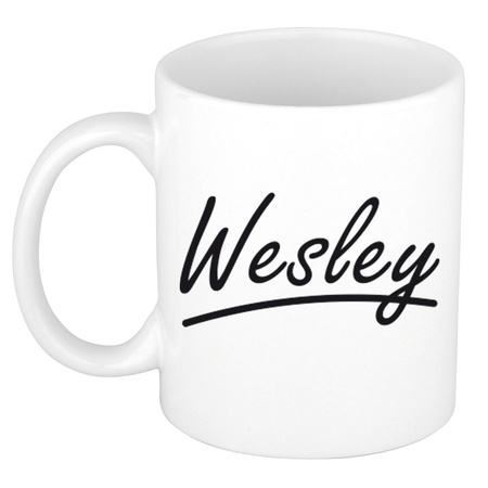 Name mug Wesley with elegant letters 300 ml