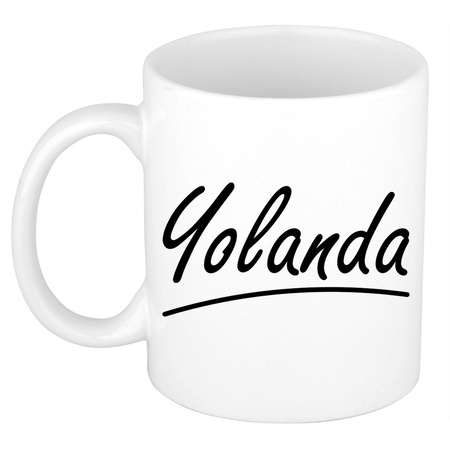 Name mug Yolanda with elegant letters 300 ml