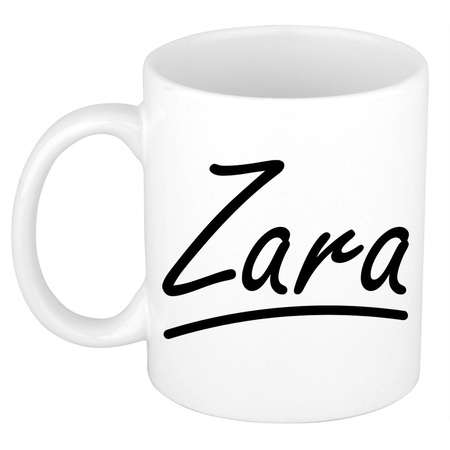 Naam cadeau mok / beker Zara met sierlijke letters 300 ml