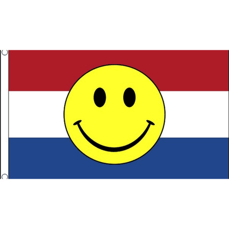 Vlag Holland met smiley 90 x 150 cm