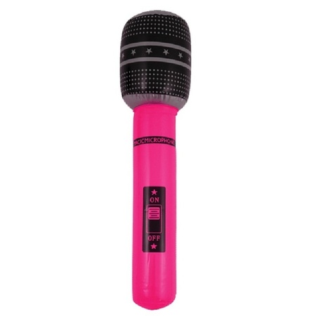 Inflatable microphone neon pink 40 cm