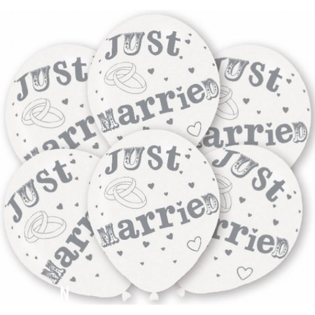 Just married theme balloons white 48x pieces
