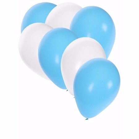 Oktoberfest colors balloons 30x pieces blue/white 27 cm