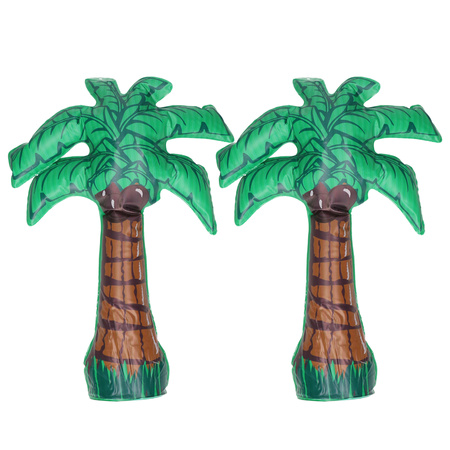 Inflatable decoration palm tree - 2x - plastic - green - H45 cm.