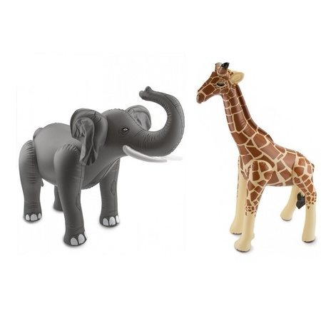 Afrika thema set olifant en giraffe opblaas baar