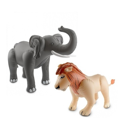 Inflatable elephant and lion