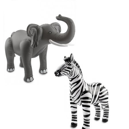 Inflatable animals elephant and zebra