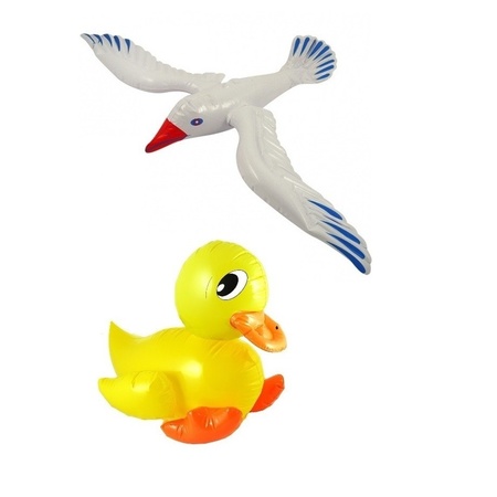 Inflatable duck and seagull