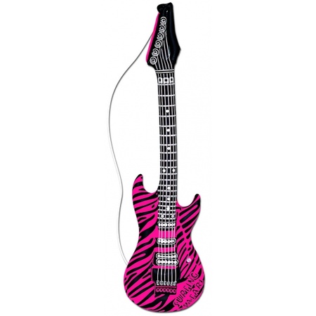 Opblaasbare gitaar roze zebra 105 cm