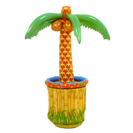 Inflatable palm tree beverage cooler