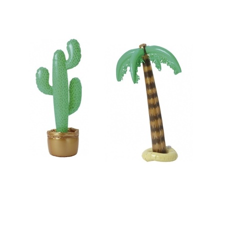 Inflatable tropical set cactus and palmtree
