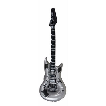 Opblaasbare speelgoed/feestartikel gitaar zilver 106 cm