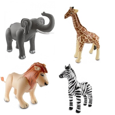 Afrika thema set olifant leeuw giraffe en zebra opblaas baar