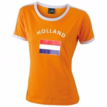 Oranje shirts met vlag van Holland dames