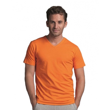 Casual oranje heren V-hals shirt