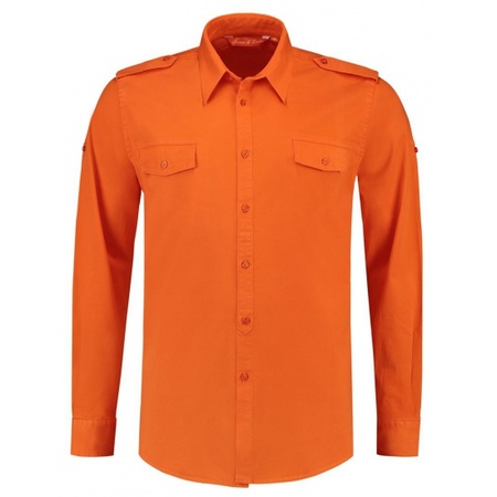 Orange shirt for men with short sleeves