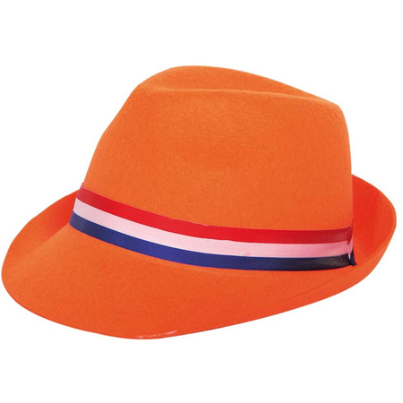 Orange hat tribly with ribbon