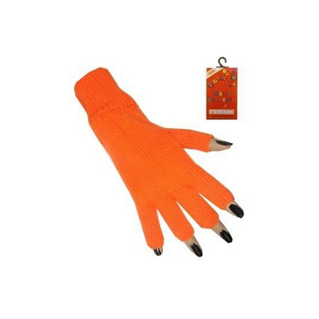 Orange fingerless gloves
