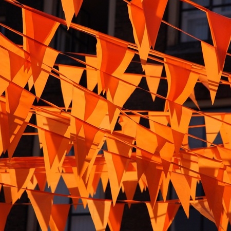 Orange flag buntings 100 meters