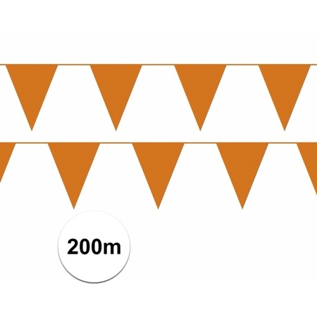 Oranje plastic vlaggenlijn budget 200 meter