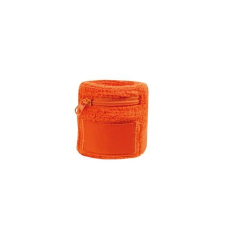 Orange wrist sweatband with zipper