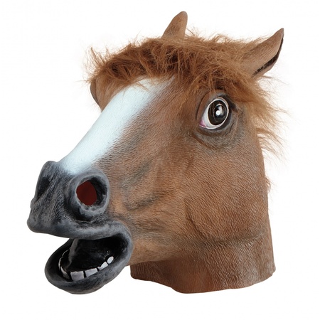 Brown horse mask made of rubber