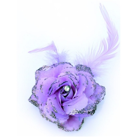 Haar accessoire glitter bloem paars
