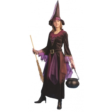 Paarse heksen kleding voor dames