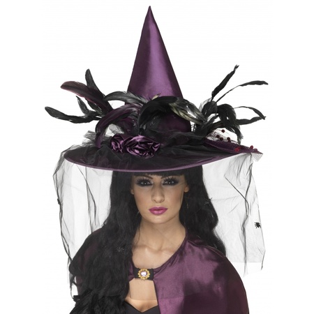 Heksen verkleed hoeden paars