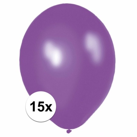 Paarse verjaardag party ballonnen 15x stuks van 30 cm