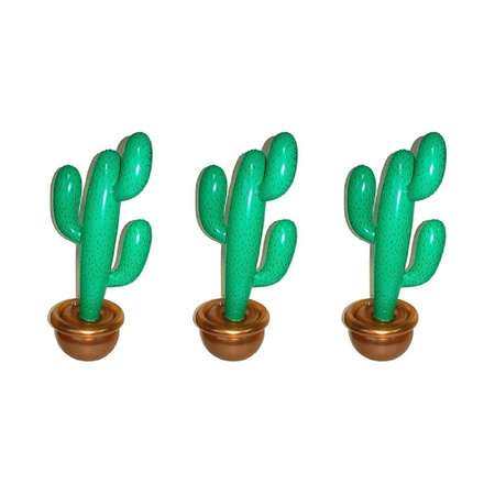 Pakket van 3x stuks opblaasbare planten cactus 90 cm