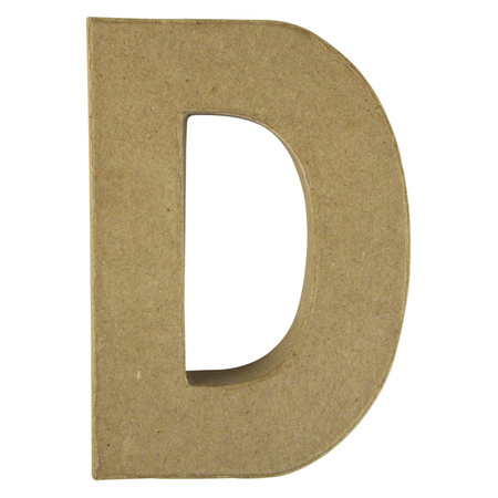 Letter D van papier mache onbeschilderd