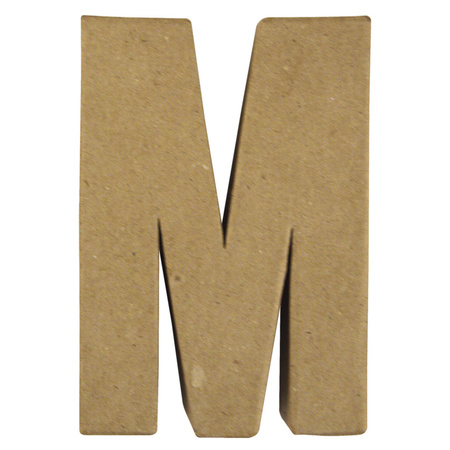 Letter M van papier mache onbeschilderd