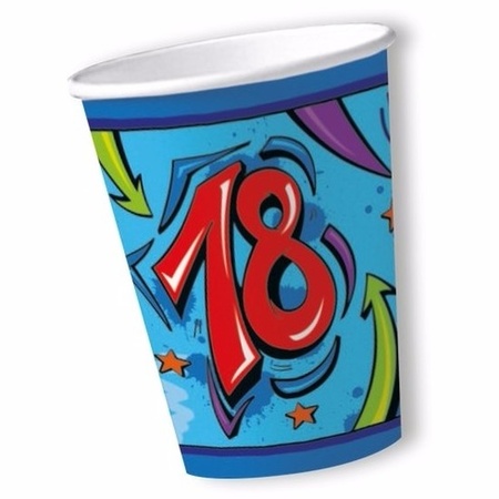 Paper cups 18 years blue 10x pieces