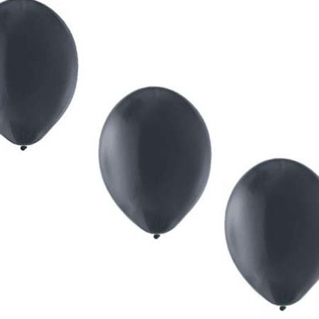 50x ballonnen - 27 cm -  zwart / lichtroze versiering