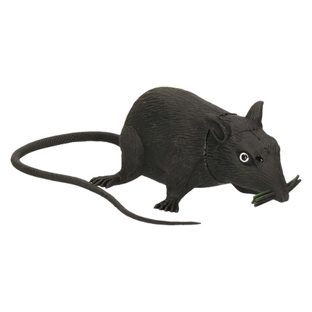 Squeaky horror decoration rat 13 cm