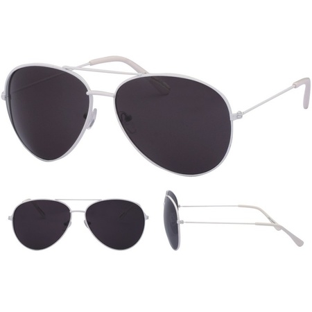 Pilot sunglasses white with black glasses for adults