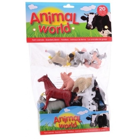 Plastic boerderij speelgoed dieren setje van 20x stuks