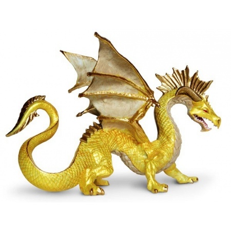 Plastic gold dragon 17 cm