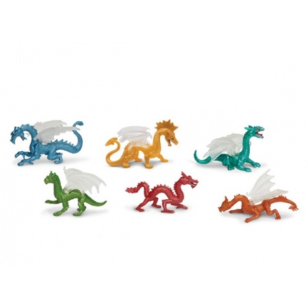 Gekleurde speelgoed draken 6 stuks