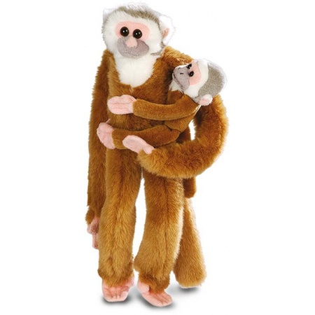 Plush brown hanging monkey with baby