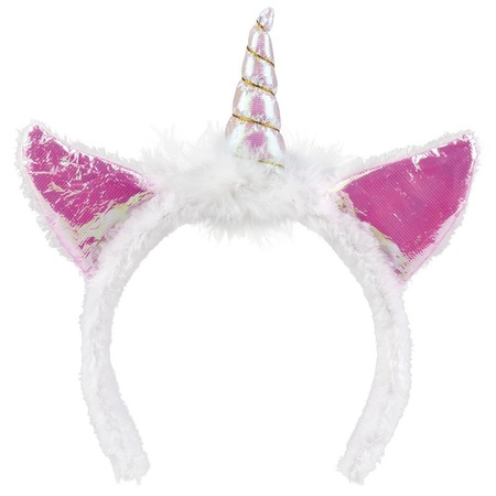 Plush unicorn headband pink/white