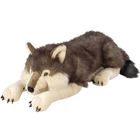 Knuffel wolf liggend 76 cm