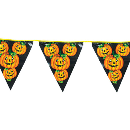 Halloween bunting flags with pumpkins - plastic - 500 cm