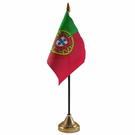 Portugal tafelvlaggetje 10 x 15 cm met standaard