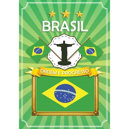 Deurposter Brazilie met vlag